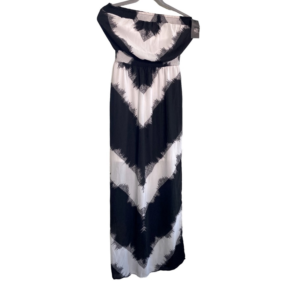 Mossimo Strapless Black and White Pattern Maxi Dress XS - Picture 3 of 6
